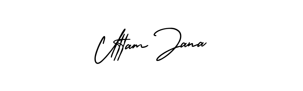 Also You can easily find your signature by using the search form. We will create Uttam Jana name handwritten signature images for you free of cost using AmerikaSignatureDemo-Regular sign style. Uttam Jana signature style 3 images and pictures png