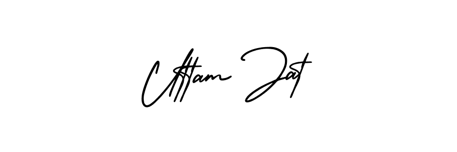The best way (AmerikaSignatureDemo-Regular) to make a short signature is to pick only two or three words in your name. The name Uttam Jat include a total of six letters. For converting this name. Uttam Jat signature style 3 images and pictures png