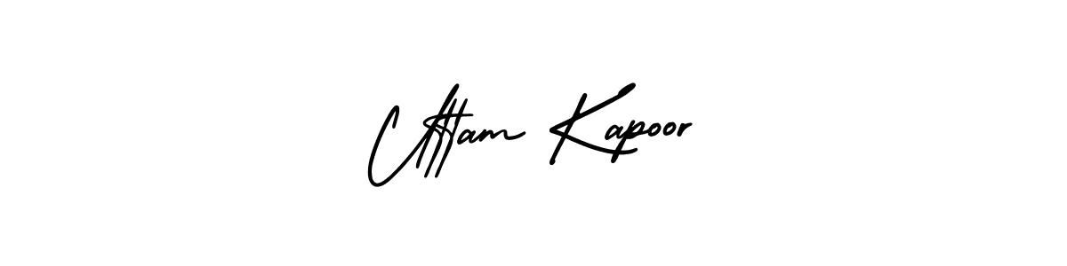 This is the best signature style for the Uttam Kapoor name. Also you like these signature font (AmerikaSignatureDemo-Regular). Mix name signature. Uttam Kapoor signature style 3 images and pictures png
