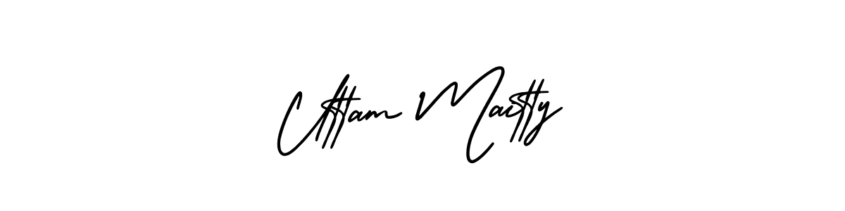 The best way (AmerikaSignatureDemo-Regular) to make a short signature is to pick only two or three words in your name. The name Uttam Maitty include a total of six letters. For converting this name. Uttam Maitty signature style 3 images and pictures png