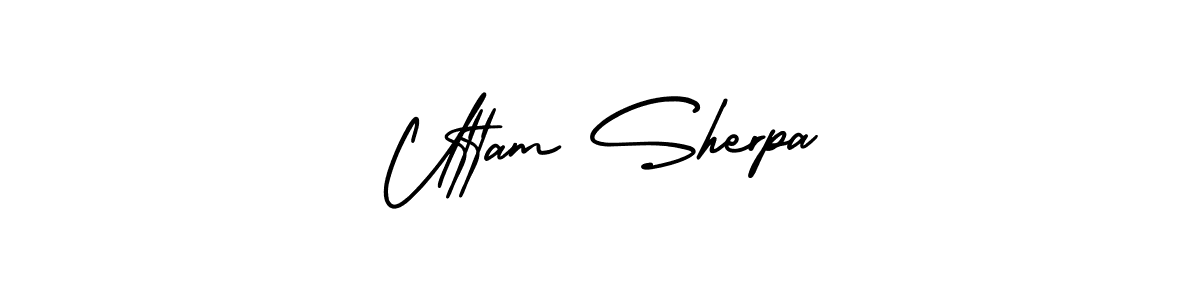 Make a short Uttam Sherpa signature style. Manage your documents anywhere anytime using AmerikaSignatureDemo-Regular. Create and add eSignatures, submit forms, share and send files easily. Uttam Sherpa signature style 3 images and pictures png