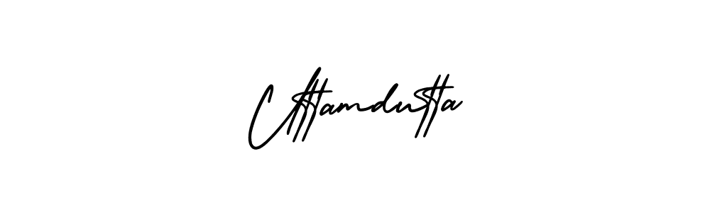The best way (AmerikaSignatureDemo-Regular) to make a short signature is to pick only two or three words in your name. The name Uttamdutta include a total of six letters. For converting this name. Uttamdutta signature style 3 images and pictures png