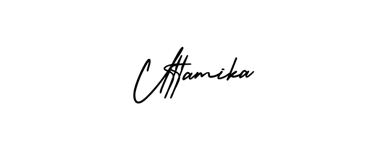 How to make Uttamika name signature. Use AmerikaSignatureDemo-Regular style for creating short signs online. This is the latest handwritten sign. Uttamika signature style 3 images and pictures png