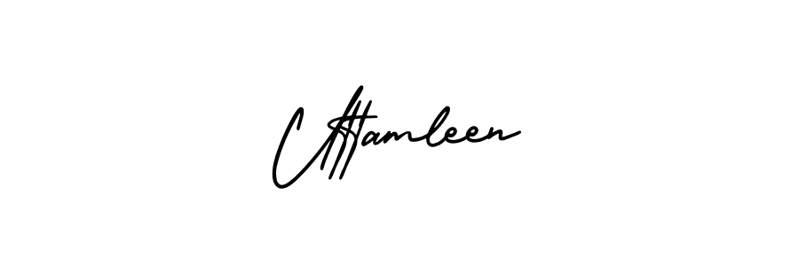 Also You can easily find your signature by using the search form. We will create Uttamleen name handwritten signature images for you free of cost using AmerikaSignatureDemo-Regular sign style. Uttamleen signature style 3 images and pictures png