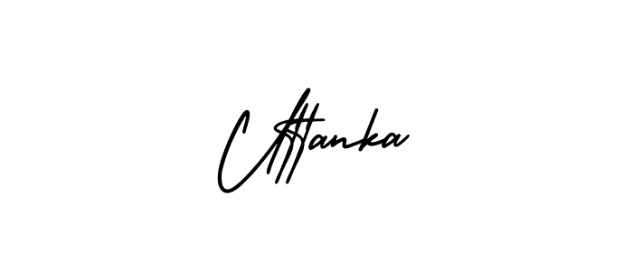 if you are searching for the best signature style for your name Uttanka. so please give up your signature search. here we have designed multiple signature styles  using AmerikaSignatureDemo-Regular. Uttanka signature style 3 images and pictures png