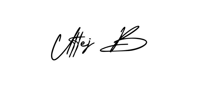 It looks lik you need a new signature style for name Uttej B. Design unique handwritten (AmerikaSignatureDemo-Regular) signature with our free signature maker in just a few clicks. Uttej B signature style 3 images and pictures png