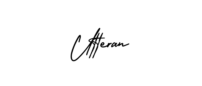 Use a signature maker to create a handwritten signature online. With this signature software, you can design (AmerikaSignatureDemo-Regular) your own signature for name Utteran. Utteran signature style 3 images and pictures png