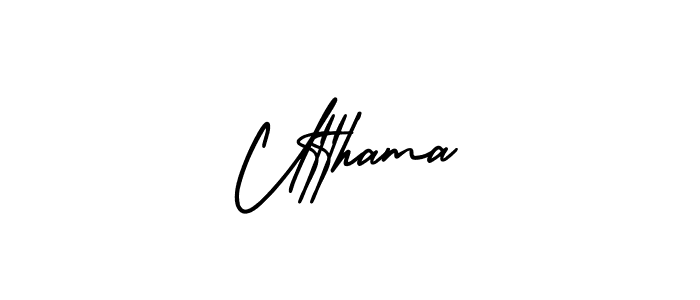 You should practise on your own different ways (AmerikaSignatureDemo-Regular) to write your name (Utthama) in signature. don't let someone else do it for you. Utthama signature style 3 images and pictures png