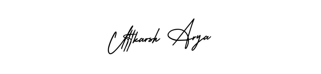 The best way (AmerikaSignatureDemo-Regular) to make a short signature is to pick only two or three words in your name. The name Uttkarsh Arya include a total of six letters. For converting this name. Uttkarsh Arya signature style 3 images and pictures png