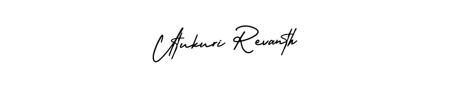 You should practise on your own different ways (AmerikaSignatureDemo-Regular) to write your name (Utukuri Revanth) in signature. don't let someone else do it for you. Utukuri Revanth signature style 3 images and pictures png