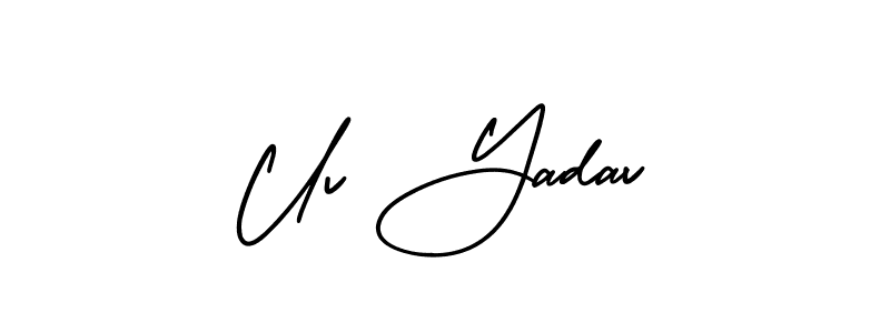 if you are searching for the best signature style for your name Uv Yadav. so please give up your signature search. here we have designed multiple signature styles  using AmerikaSignatureDemo-Regular. Uv Yadav signature style 3 images and pictures png