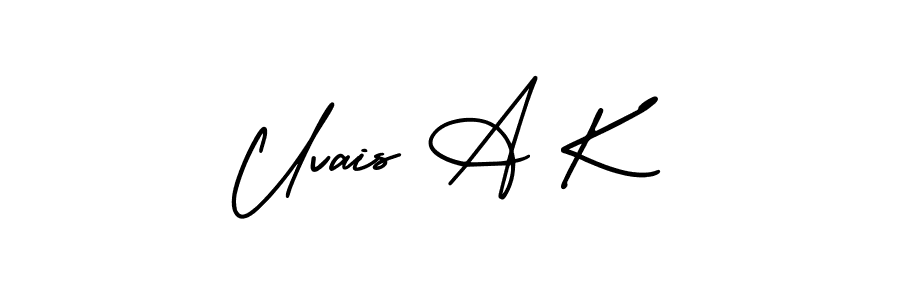 Similarly AmerikaSignatureDemo-Regular is the best handwritten signature design. Signature creator online .You can use it as an online autograph creator for name Uvais A K. Uvais A K signature style 3 images and pictures png
