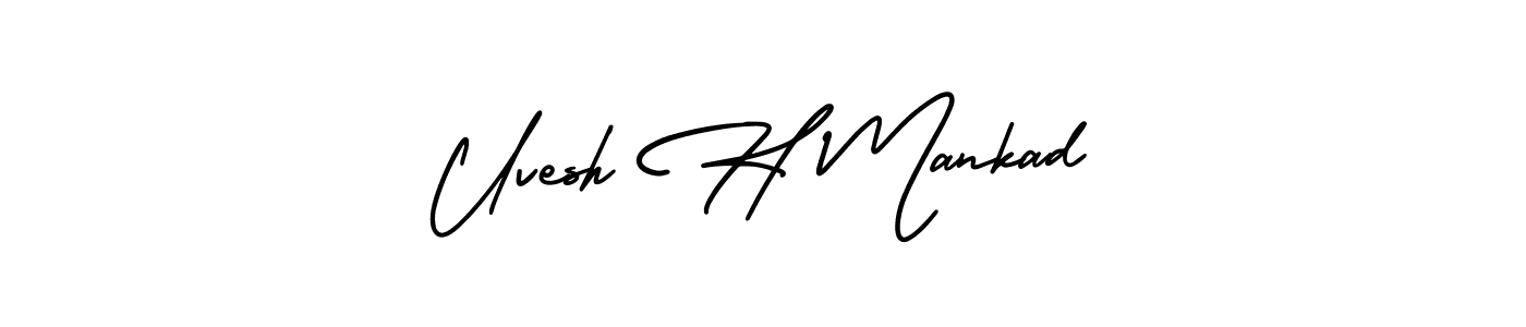 How to make Uvesh H Mankad signature? AmerikaSignatureDemo-Regular is a professional autograph style. Create handwritten signature for Uvesh H Mankad name. Uvesh H Mankad signature style 3 images and pictures png
