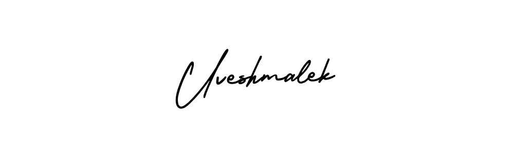 AmerikaSignatureDemo-Regular is a professional signature style that is perfect for those who want to add a touch of class to their signature. It is also a great choice for those who want to make their signature more unique. Get Uveshmalek name to fancy signature for free. Uveshmalek signature style 3 images and pictures png