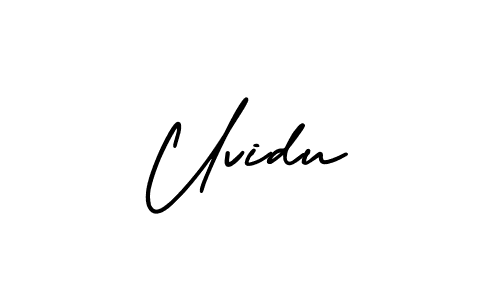 The best way (AmerikaSignatureDemo-Regular) to make a short signature is to pick only two or three words in your name. The name Uvidu include a total of six letters. For converting this name. Uvidu signature style 3 images and pictures png