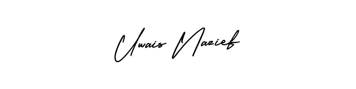 How to make Uwais Nazief name signature. Use AmerikaSignatureDemo-Regular style for creating short signs online. This is the latest handwritten sign. Uwais Nazief signature style 3 images and pictures png