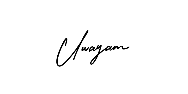 You should practise on your own different ways (AmerikaSignatureDemo-Regular) to write your name (Uwayam) in signature. don't let someone else do it for you. Uwayam signature style 3 images and pictures png