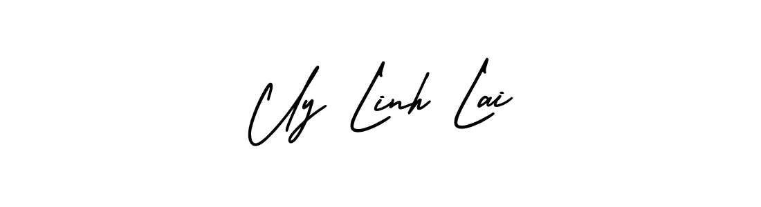 The best way (AmerikaSignatureDemo-Regular) to make a short signature is to pick only two or three words in your name. The name Uy Linh Lai include a total of six letters. For converting this name. Uy Linh Lai signature style 3 images and pictures png