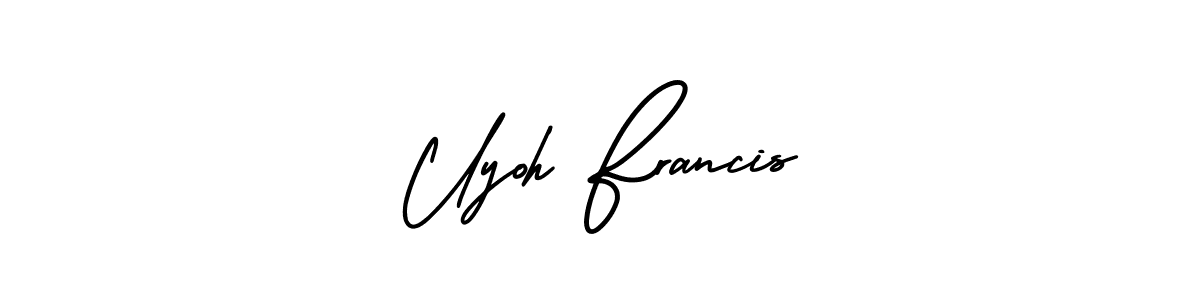 This is the best signature style for the Uyoh Francis name. Also you like these signature font (AmerikaSignatureDemo-Regular). Mix name signature. Uyoh Francis signature style 3 images and pictures png