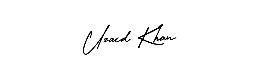 You should practise on your own different ways (AmerikaSignatureDemo-Regular) to write your name (Uzaid Khan) in signature. don't let someone else do it for you. Uzaid Khan signature style 3 images and pictures png