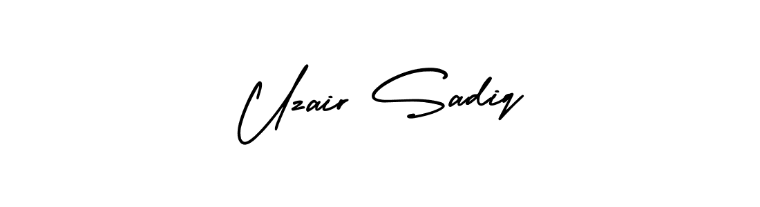 The best way (AmerikaSignatureDemo-Regular) to make a short signature is to pick only two or three words in your name. The name Uzair Sadiq include a total of six letters. For converting this name. Uzair Sadiq signature style 3 images and pictures png