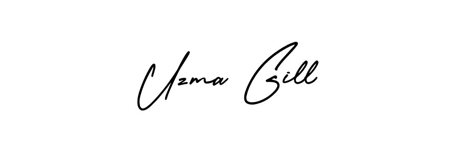 if you are searching for the best signature style for your name Uzma Gill. so please give up your signature search. here we have designed multiple signature styles  using AmerikaSignatureDemo-Regular. Uzma Gill signature style 3 images and pictures png