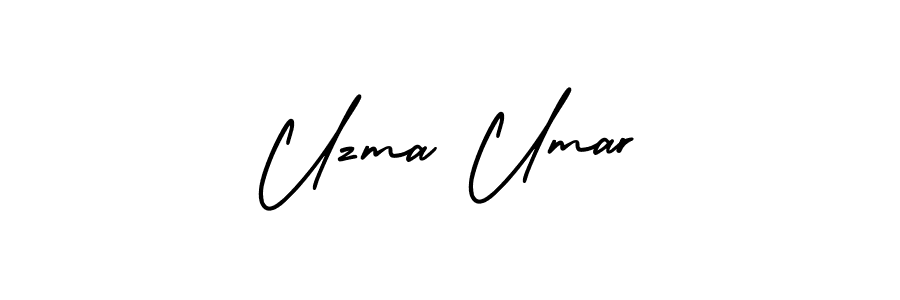 This is the best signature style for the Uzma Umar name. Also you like these signature font (AmerikaSignatureDemo-Regular). Mix name signature. Uzma Umar signature style 3 images and pictures png