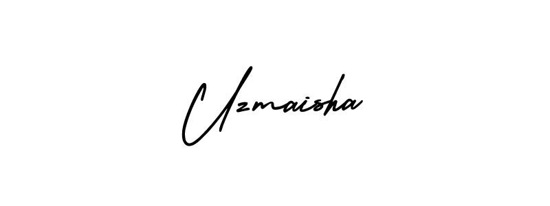 You should practise on your own different ways (AmerikaSignatureDemo-Regular) to write your name (Uzmaisha) in signature. don't let someone else do it for you. Uzmaisha signature style 3 images and pictures png