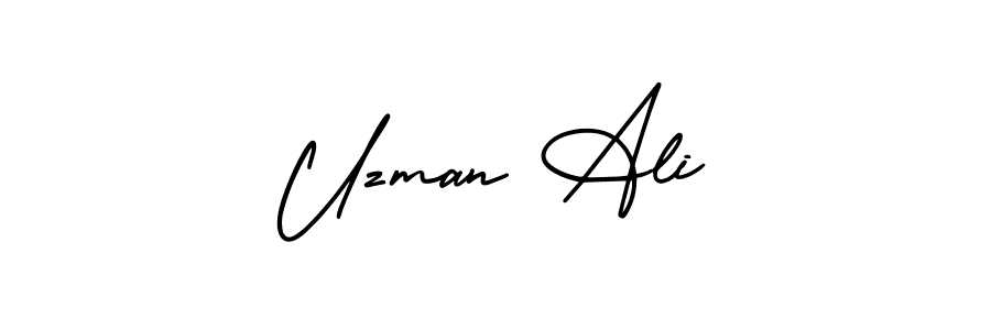 Similarly AmerikaSignatureDemo-Regular is the best handwritten signature design. Signature creator online .You can use it as an online autograph creator for name Uzman Ali. Uzman Ali signature style 3 images and pictures png