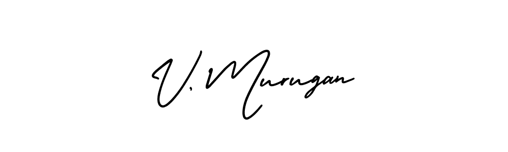 How to make V, Murugan name signature. Use AmerikaSignatureDemo-Regular style for creating short signs online. This is the latest handwritten sign. V, Murugan signature style 3 images and pictures png