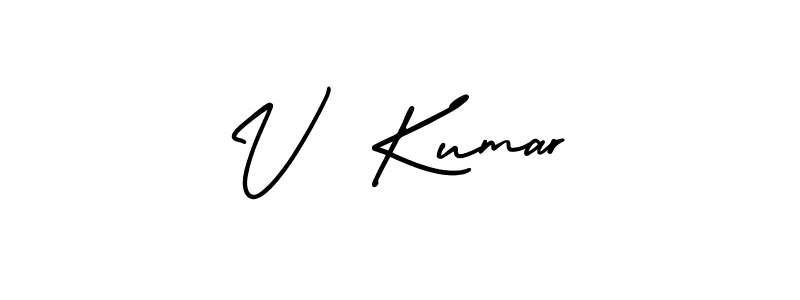 You should practise on your own different ways (AmerikaSignatureDemo-Regular) to write your name (V  Kumar) in signature. don't let someone else do it for you. V  Kumar signature style 3 images and pictures png