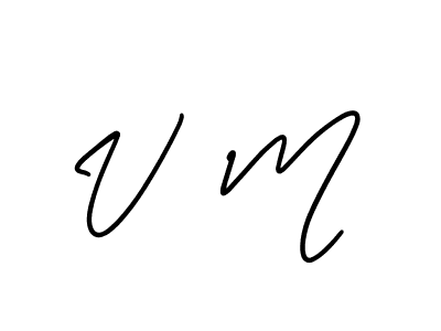 The best way (AmerikaSignatureDemo-Regular) to make a short signature is to pick only two or three words in your name. The name V  M include a total of six letters. For converting this name. V  M signature style 3 images and pictures png