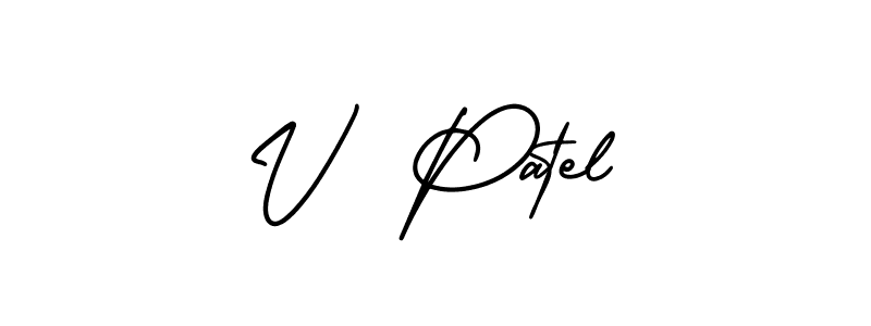 The best way (AmerikaSignatureDemo-Regular) to make a short signature is to pick only two or three words in your name. The name V  Patel include a total of six letters. For converting this name. V  Patel signature style 3 images and pictures png