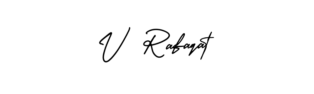Create a beautiful signature design for name V  Rafaqat. With this signature (AmerikaSignatureDemo-Regular) fonts, you can make a handwritten signature for free. V  Rafaqat signature style 3 images and pictures png