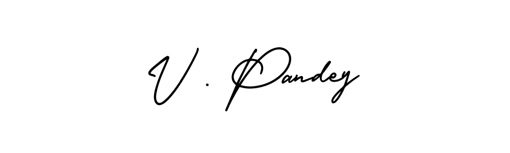 How to Draw V . Pandey signature style? AmerikaSignatureDemo-Regular is a latest design signature styles for name V . Pandey. V . Pandey signature style 3 images and pictures png