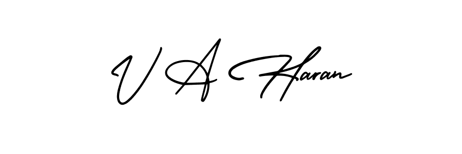 Make a beautiful signature design for name V A Haran. With this signature (AmerikaSignatureDemo-Regular) style, you can create a handwritten signature for free. V A Haran signature style 3 images and pictures png