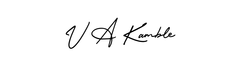 V A Kamble stylish signature style. Best Handwritten Sign (AmerikaSignatureDemo-Regular) for my name. Handwritten Signature Collection Ideas for my name V A Kamble. V A Kamble signature style 3 images and pictures png