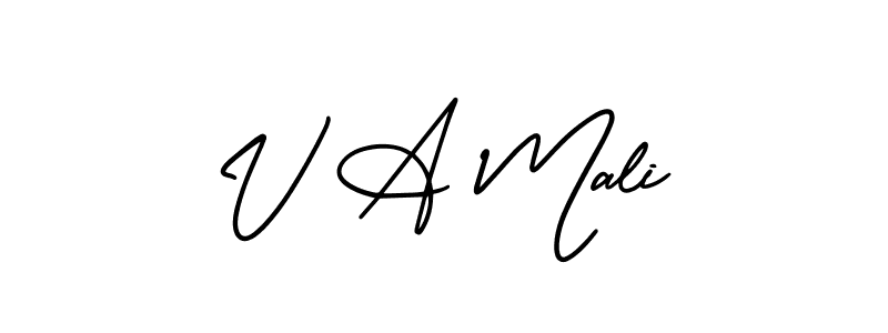 Make a beautiful signature design for name V A Mali. With this signature (AmerikaSignatureDemo-Regular) style, you can create a handwritten signature for free. V A Mali signature style 3 images and pictures png