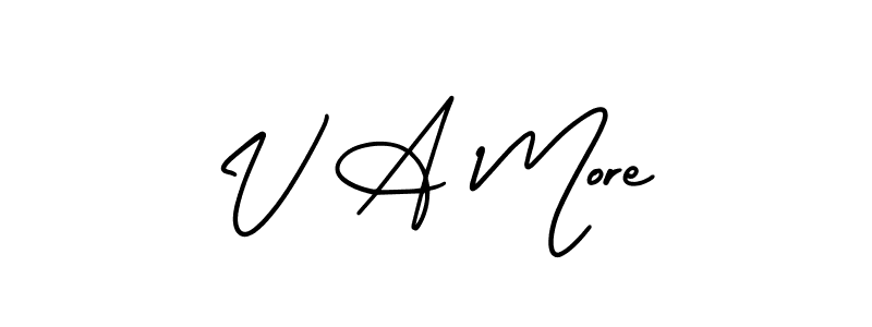 V A More stylish signature style. Best Handwritten Sign (AmerikaSignatureDemo-Regular) for my name. Handwritten Signature Collection Ideas for my name V A More. V A More signature style 3 images and pictures png