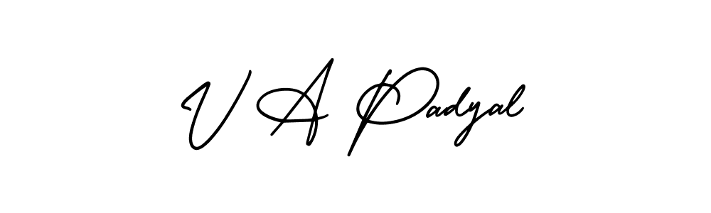 Similarly AmerikaSignatureDemo-Regular is the best handwritten signature design. Signature creator online .You can use it as an online autograph creator for name V A Padyal. V A Padyal signature style 3 images and pictures png