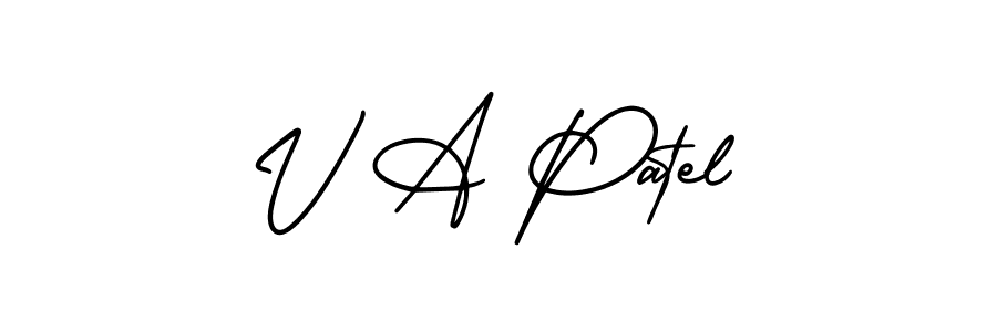 How to Draw V A Patel signature style? AmerikaSignatureDemo-Regular is a latest design signature styles for name V A Patel. V A Patel signature style 3 images and pictures png