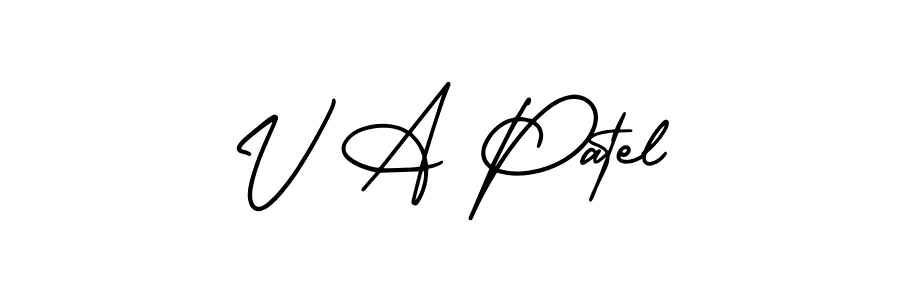 How to Draw V A Patel signature style? AmerikaSignatureDemo-Regular is a latest design signature styles for name V A Patel. V A Patel signature style 3 images and pictures png