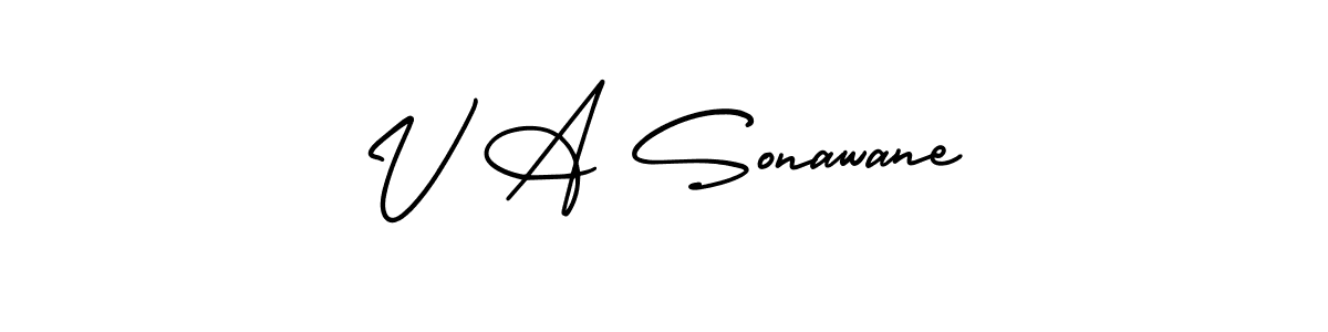 V A Sonawane stylish signature style. Best Handwritten Sign (AmerikaSignatureDemo-Regular) for my name. Handwritten Signature Collection Ideas for my name V A Sonawane. V A Sonawane signature style 3 images and pictures png