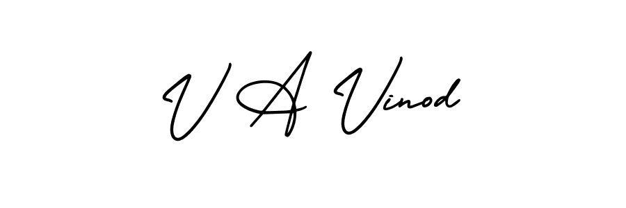 The best way (AmerikaSignatureDemo-Regular) to make a short signature is to pick only two or three words in your name. The name V A Vinod include a total of six letters. For converting this name. V A Vinod signature style 3 images and pictures png