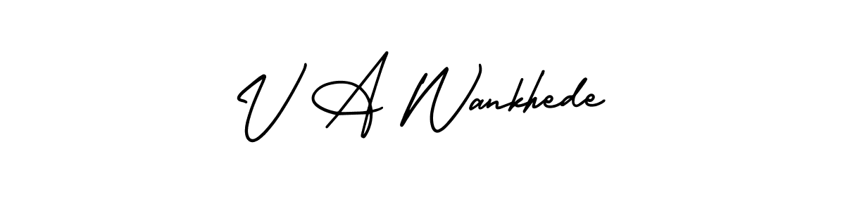 How to make V A Wankhede signature? AmerikaSignatureDemo-Regular is a professional autograph style. Create handwritten signature for V A Wankhede name. V A Wankhede signature style 3 images and pictures png