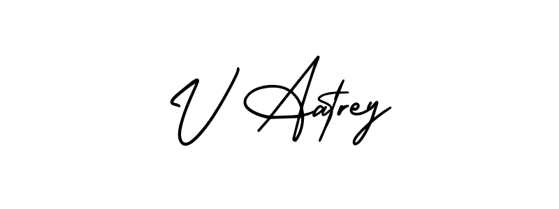 Create a beautiful signature design for name V Aatrey. With this signature (AmerikaSignatureDemo-Regular) fonts, you can make a handwritten signature for free. V Aatrey signature style 3 images and pictures png