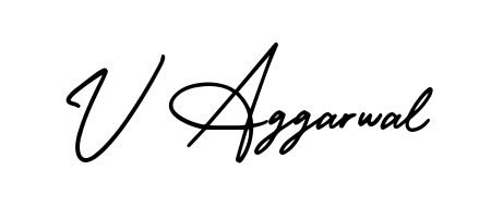 Practice writing V Aggarwal with the flow of AmerikaSignatureDemo-Regular lettering. A fantastic source of inspiration for developing your personal signature style. V Aggarwal signature style 3 images and pictures png