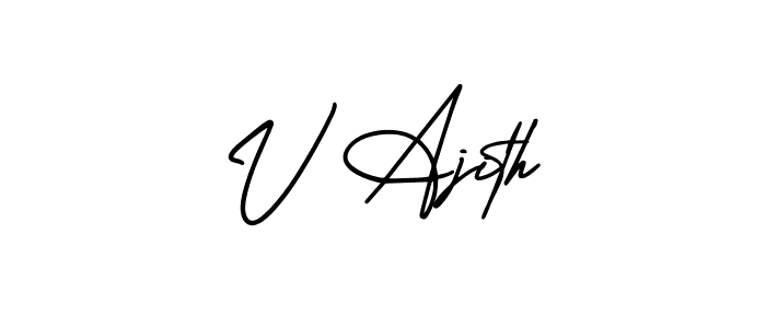 Design your own signature with our free online signature maker. With this signature software, you can create a handwritten (AmerikaSignatureDemo-Regular) signature for name V Ajith. V Ajith signature style 3 images and pictures png