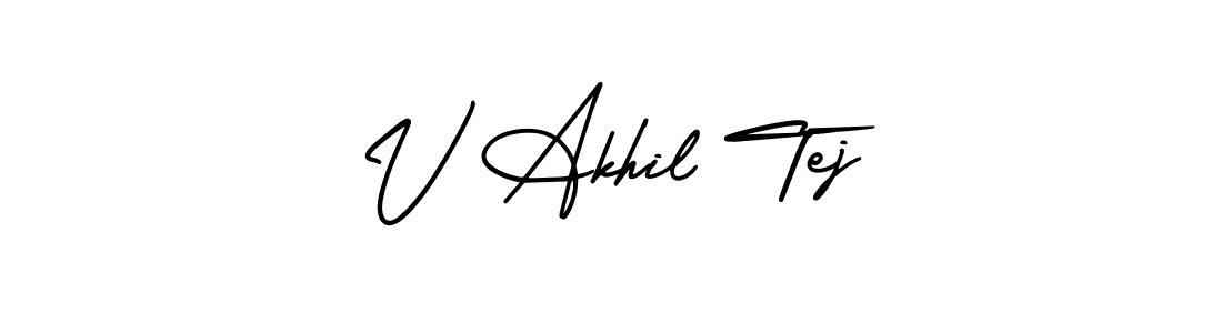 Create a beautiful signature design for name V Akhil Tej. With this signature (AmerikaSignatureDemo-Regular) fonts, you can make a handwritten signature for free. V Akhil Tej signature style 3 images and pictures png