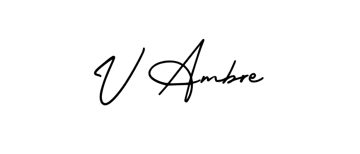 How to make V Ambre name signature. Use AmerikaSignatureDemo-Regular style for creating short signs online. This is the latest handwritten sign. V Ambre signature style 3 images and pictures png